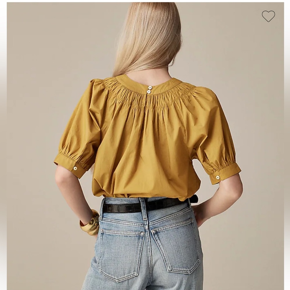 NWT-J.Crew Smock-neck puff-sleeve top in cotton poplin - Picture 2 of 4